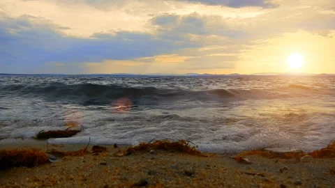 Water in lake in sunset light Stock Footage 130854875