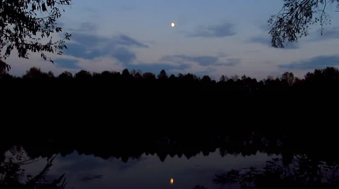 Water landscape with moon. Timelapse. Stock Footage 45302153