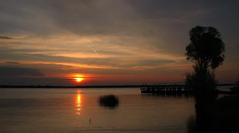 Water Landscape At The Sunset Sky Background. Time lapse Stock Footage 54908314
