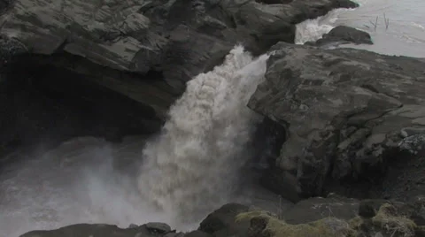 Water from Langjokull glacier Stock Footage 35934932