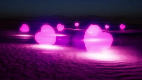 Water lanterns, launching lanterns in the form of Hearts on the water. Stock Footage 133330565