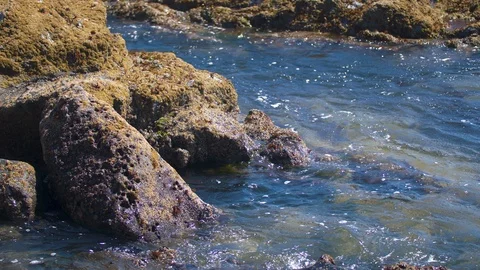 Water Lapping Against Rocks Stock Footage 91047559