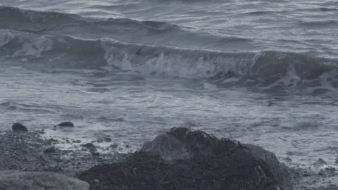 Water lapping onto shore 3 Stock Footage 147796845