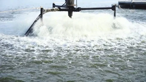 Water Large generators in river Stock Footage 81123633