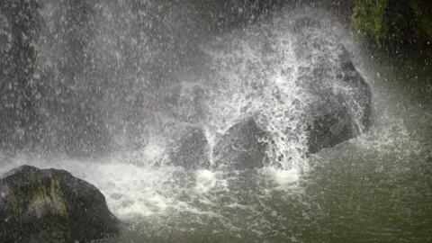 Water in large waterfall. Slow motion video Stock-Footage 147524207