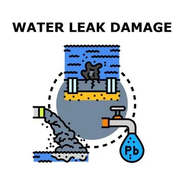 Water leak damage problem causing contamination and waste Stock Illustration