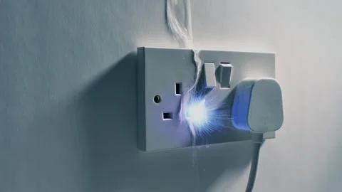 Water Leak Damages Plug Socket And Smoke Comes Out Stock Footage 296904819