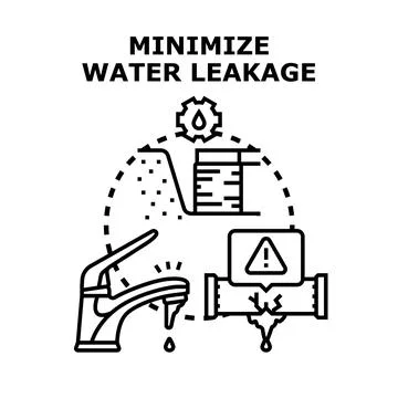 Water leakage minimizing concept drawing with dripping faucet Stock Illustration