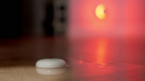 Water leaking alarm. Sensor triggering. Home security system. Stock Footage 141298838