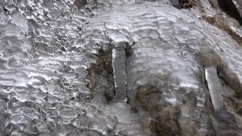 Water leaking from melting ice - Surface Melting and Melting Creates Stock Footage 339558578