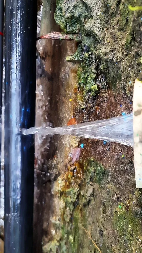 Water Leaking or Spraying from PVC Pipe in Industrial Drainage Video stock 331572267