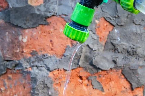 Water leaks from the system, pipeline damage, Stock Photos
