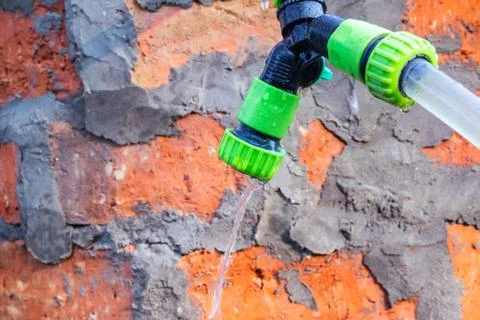 Water leaks from the system, pipeline damage, Stock Photos