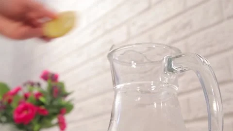 WATER WITH LEMON Stock Footage 155411777