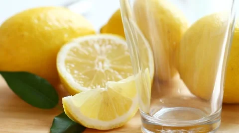 Water with lemons Stock Footage 7769109