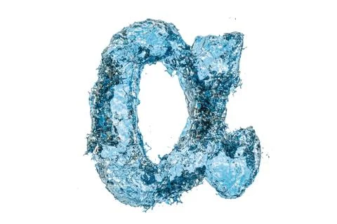 Water letter alpha, 3D rendering Stock Illustration