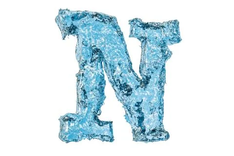 Water letter N, 3D rendering Stock Illustration