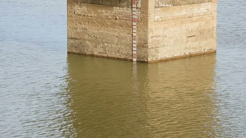 Water level at the dam Stock Footage 123550996