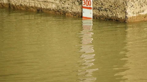 Water level at the dam Stock Footage 145498072