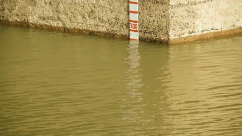 Water level at the dam Stock Footage 145500655