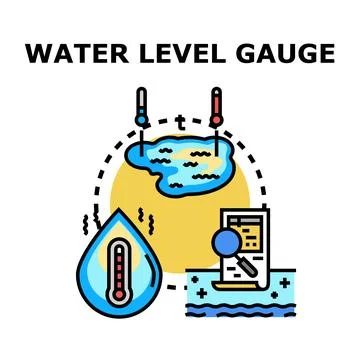 Water level gauge measuring liquid temperature and quality Stock Illustration