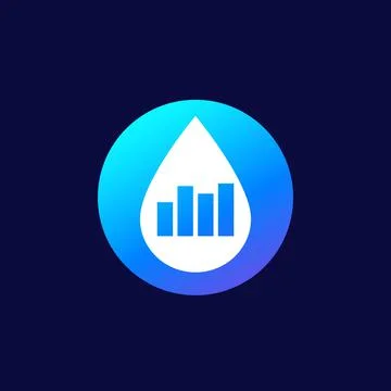 Water level icon with graph, vector sign Stock Illustration