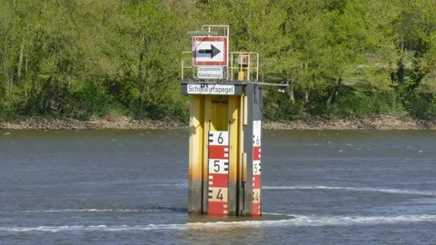 Water level indicator in the river Weser, Bremen, Germany, Europe Video stock 138858558