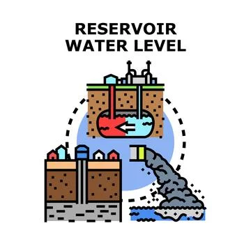 Water level management system and reservoir concept Stock Illustration