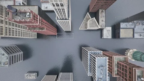The water level rises rapidly and the city is completely hidden under water. Stock Footage 259410568