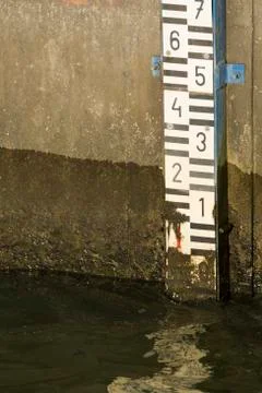Water level scale close-up Stock Photos