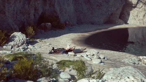 Water level to the steep coastal cliffs of the coast of the sea lagoon Stock Footage 235309989