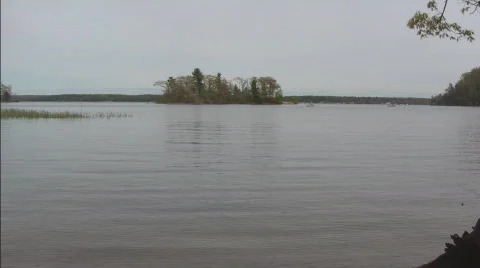 Water level view of island Video stock 716570