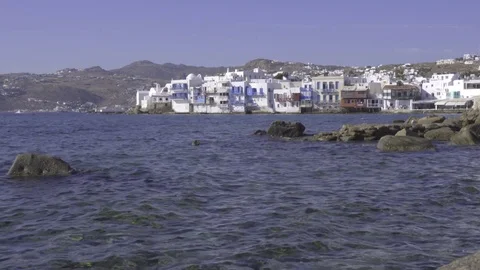 Water level view of Mykonos Stock Footage 83852125