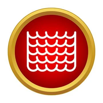 Water level waves icon in golden red circle Stock Illustration
