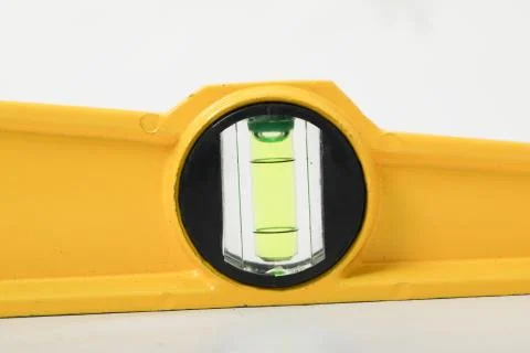 Water level yellow bubble tool for carpenter Stock Photos