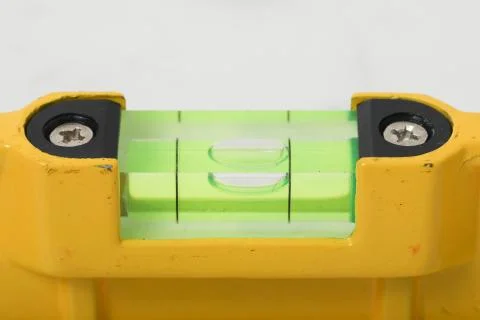 Water level yellow bubble tool for carpenter Stock Photos