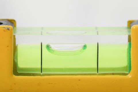 Water level yellow bubble tool for carpenter Stock Photos