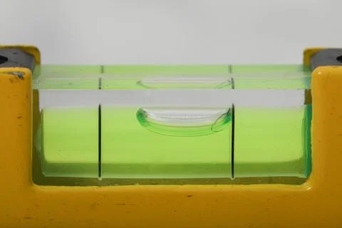 Water level yellow bubble tool for carpenter Stock Photos