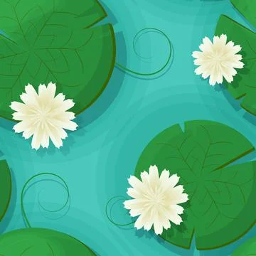 Water lilies repeating pattern vector illustration Stock Photos