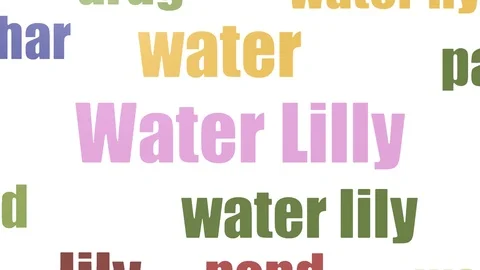 Water Lilly Tag Cloud Animated Isolated On White Stock-Footage 107242756