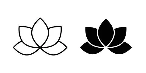 Water lily icon in black and white. vector icon pack for websites Stock Illustration