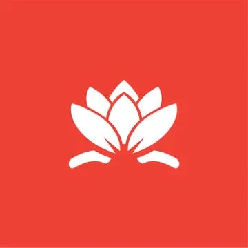 Water Lily Icon On Red Background. Red Flat Style Vector Illustration Stock Illustration