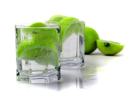 Water with lime Foto stock