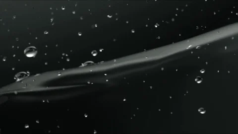 Water line closeup on black background in slow motion render 3D Video stock 73354784