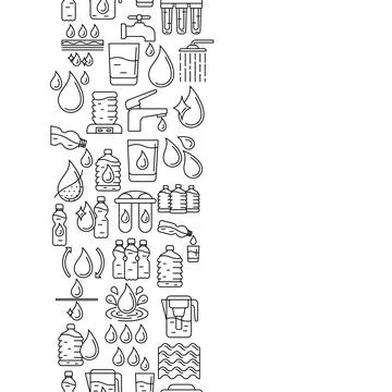 Water linear icons pattern. Aqua or liquid thin line illustration. Stock Illustration
