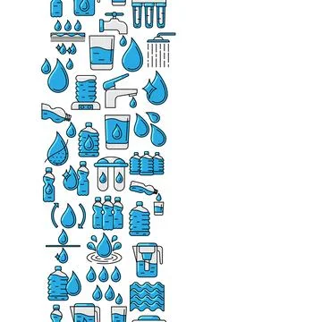 Water linear icons pattern. Aqua or liquid thin line illustration. 库存插图