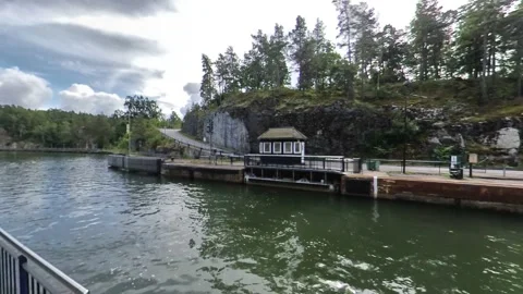 Water Lock Gate Opening and Boat Coming Out and In, Motion Lapse Stock Footage 143068324