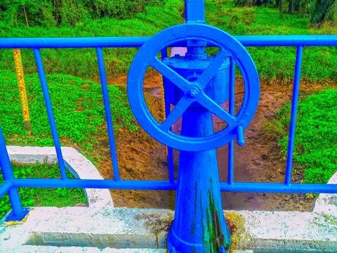Water lock valve control wheel Stock Photos