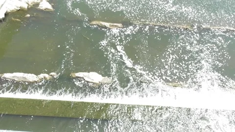 Water on the lower side of the Mosel river lock Stock Footage 337958030
