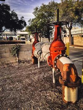Water main pipe with back flow prevention and double block 写真素材